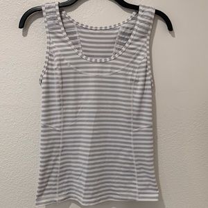 Lululemon white and gray striped tank top size 6